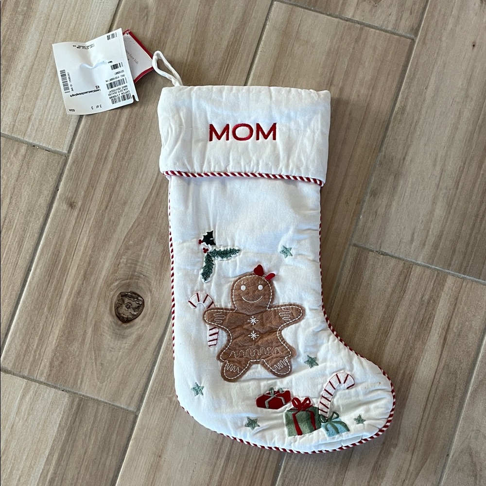 Pottery Barn Kids White and Red Gingerbread Stocking